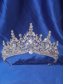 1pc Elegant Silver Rhinestone Women's Baroque Crown Headpiece, Bridal Wedding Hair Accessory, Romantic Princess Ball Party Tiara,Coronas - Multicolor - View 5