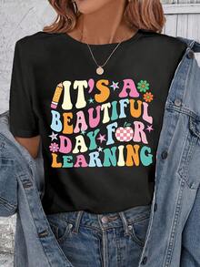 Tallas Grandes - Tallas Grandes - Camisetas de Mujer con Cuello Redondo, Camisetas Casuales Disponibles en Tallas de 1XL a 5XL - Negro - Ver 2