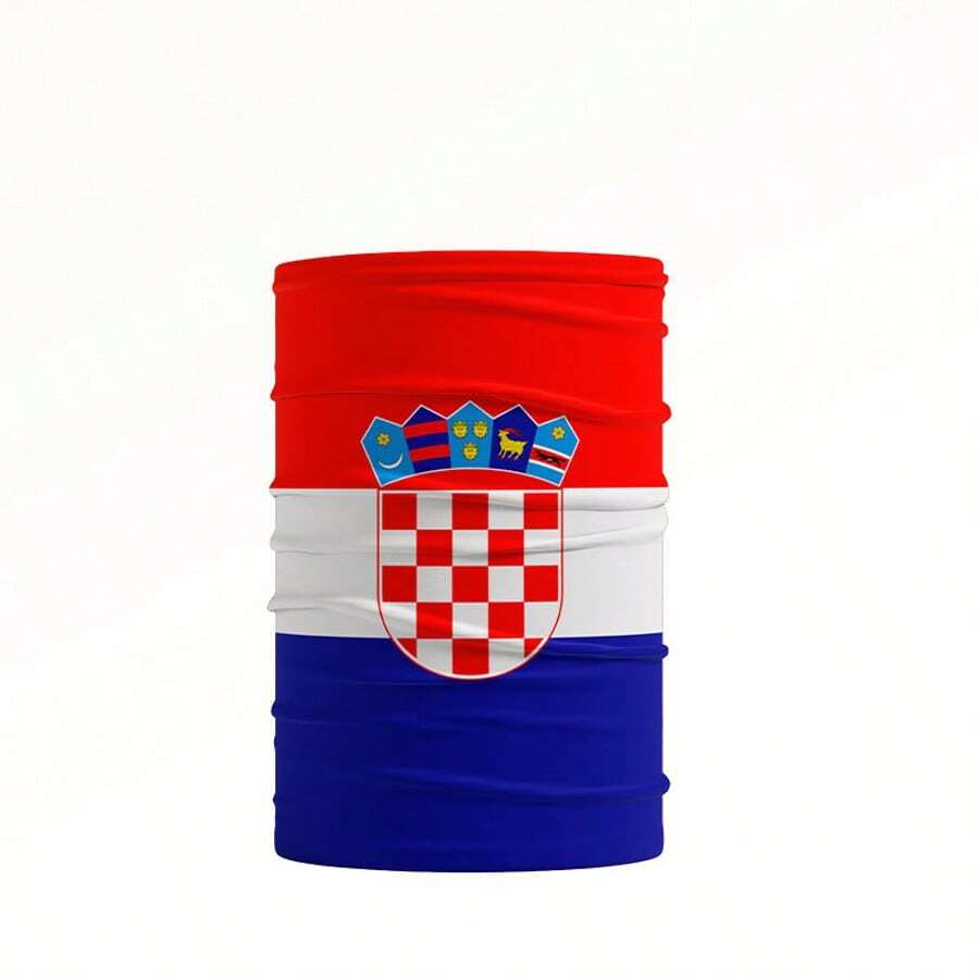 Fan Gear: Multifunctional Elastic Cycling Face Mask With Sun Protection, Milk Silk, And Magic Headscarf - Croatia (24*48cm) - View 1