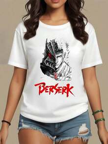 A Figure Symbolizing Inner Strength And Courage In The Face Of Adversity, With Intense Lines And A Red Contrast Representing Passion And Power. A Comfortable And Modern 100% Cotton Women's T-Shirt, Perfect For Curvy Women. - 白色 - 查看 1