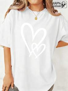 Camiseta blanca de mujer con diseño de corazón, perfectara salidas informales y relación - Blanco - Ver 2