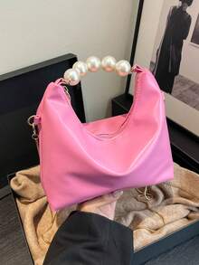 Fashionable Minimalist Casual Mini Faux Pearl Decor Handbag, Suitable For Women, Teenage Girls, Office Use, White - Multicolor - View 15
