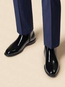 Men's Chelsea Boots Non-Slip Grip Durable Scratch Resistant Leather Formal Wedding Banquet Dress Shoes - BLACK-PAT - View 10