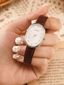 LIANDU LIANDU Đồng hồ nữ thời trang retro, máy quartz, vỏ oval với dây da PU, mặt số nhỏ tinh tế, phù hợp để đeo hàng ngày, làm quà sinh nhật, quà tựu trường, quà Lễ Tạ ơn, quà tặng cho cặp đôi, món quà hoàn hảo. - màu nâu - Xem 8