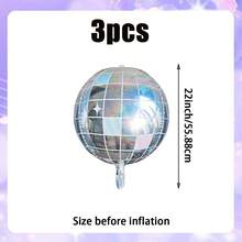 3pcs 22inch 4D Round Disco Balloons, Including Leopard Print Balloon, Laser Disco Ball, Pink Disco Ball Music Performance Decor Props, 80s 90s Party Gifts, Photo Props, Hip Hop Disco Birthday Party Decorations, Music Concert Theme Party Cosplay Stage Birthday Decor, Party Supplies - Multicolor - View 9