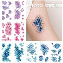 10pcs Colorful Fish Scale Temporary Tattoos, Blue & Purple Fish Scales, Mermaid Makeup, Cute & Sweet, Suitable For Makeup Beginners, Music Festivals, Wedding Season - Multicolor - View 4