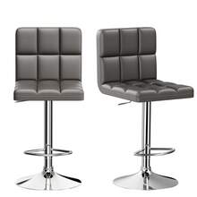 GartistGo Bar Stool Set Of 2 -Grey, 360° Swivel, Upholstered, Height Adjustable  Bar Stool - Gris - Ver 11