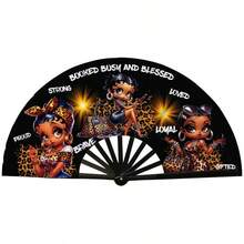 European And American Style Theme Folding Fan, Music Festival RAVE Nightclub Hand Fan, Hot Girl Party Decoration Folding Fan, Personalized Print Large Folding Fan, Outdoor Rave Support Fan, Photo Prop Versatile Portable Folding Fan, Hot Girl Theme Hand Fan, Leopard / Denim Effect Nightclub Rave Fan, Summer Cooling Portable Fan - A - View 17