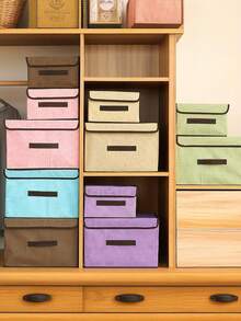 1PC/2PCS Foldable Storage Box With Lid, Large Capacity Fabric Storage Bin, Dustproof Closet Organizer, Wardrobe Storage Container For Clothes, Toys, Books, Underwear, Socks, Bedroom Living Room Office Home Organization - Multicolor - View 3