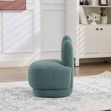 Cozy Fabric Pouf With Bunny Ears, Fixed Padded Stool With Cute Ears, No Storage Space, Non-Removable - Green - View 4