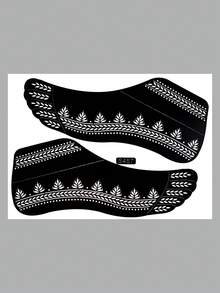 1pc Geometric Leaf Mandala Hollow Template Sticker, Leaf, Wavy Arc, Dotted Decorative Line, Foot Painting, Body Art Template, Spring/Summer Pattern Tattoo Template, Suitable For Wedding Design, Holiday Party, Foot Art Makeup Tattoo - Black - View 9