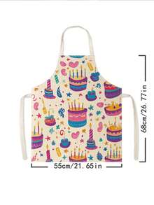 1pc, Cute Cat Pattern Polyester Apron, Suitable For Cooking, Baking, And Gardening - Can Be Used As Attire For The Kitchen And Dining. - Multicolor - View 12