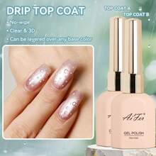 AiFer 2pcs Set 15ml/Pc No Wipe Drip Top Coat UV LED Nail Gel Water Drop High Gloss Long Lasting Nail Sealer - Drip Top Coat 2pcs Set - 查看 9