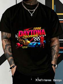 Camiseta para hombre Semana de Carreras de  1996 Coches de Carreras Cómodo y versátil  Casual al Aire Libre de Manga Corta - Negro - Ver 1