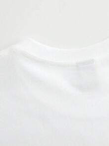 1 pieza de camiseta de algodón puro con cuello redondo para mujer; estampados de letras coloridos; tecnología de impresión/camiseta casual holgada para mujer; tops cómodos para primavera y otoño, Jesús, Cristo, Dios, Fe, 180g, 100% algodón, todos los estampados están impresos. Unisexo. - Blanco - Ver 5