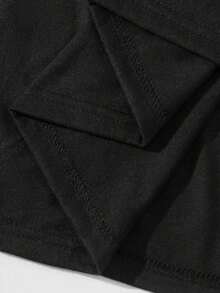 Playera de mujer 100% algodón manga corta cuello redondo gráfico de frase en dorado sobre negro para verano - Negro - Ver 3