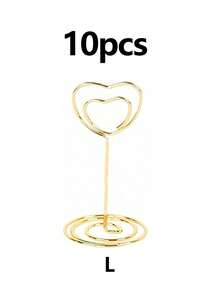 1/5/10/20pcs Gold Table Number Card Holders, Heart-Shaped Table Card Photo Holders, Table Card Stands Menu Clips, Green Watercolor Style Table Cards, Suitable For Weddings, Parties, Seat Arrangements, Valentine's Day, Birthdays, Halloween, Back To School - Metal Heart Clip - View 16
