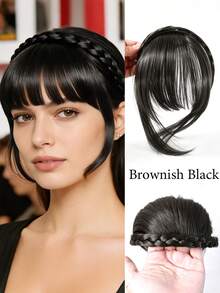 8-Inch Black Brown 3-Strand Braided Wig With Bangs, High-Quality Synthetic Fiber Hair, Suitable For Women To Wear On Various Occasions, Both Casual And Party - Multicolor - View 9