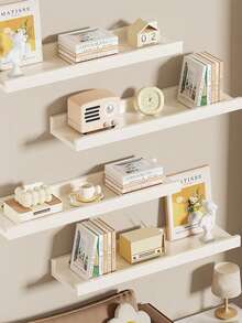 1 pieza Estantería de pared práctica, estantería decorativa de almacenamiento montada en la pared, estantería colgante de pared para TV, estantería de tablero de una sola pieza, estantería de pared para sala de estar, dormitorio, mesita de noche - Ver 7