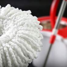 Spin Mop And Bucket With Wringer, Hands-Free Wringing 360° Swivel Head, Self-Standing Bucket With 3 Refills And Long Handle For Hardwood Floor Tile Laminate Cleaning - 白色 6 刷頭 + 地板刷 - 查看 5