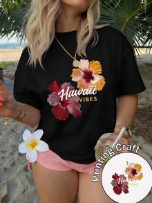 Camiseta de mujer manga corta 'Bride' en degradado rosa con estrellas brillantes, 100% poliéster, cuello redondo, estilo casual, verano 2026, lavable a máquina - Negro - Ver 6
