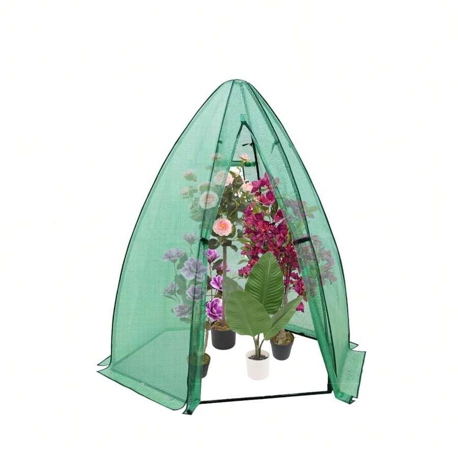 Portable Outdoor Greenhouse Tent 54x54x71in, Heavy Duty PE Cover, Hexagon Plant Protector With Zipper Door And Mesh Window, Easy Anchor Design - green - View 1
