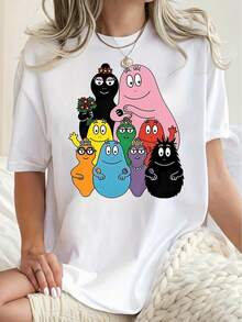 Women's Lightweight Summer T-Shirt - Fun And Colorful Boba Dad Graphic Tee - Casual Short Sleeve Crew Neck T-Shirt, Stretch Cotton Blend, Machine Washable - Perfect For Summer And Father's Day. - 白色 - 查看 1