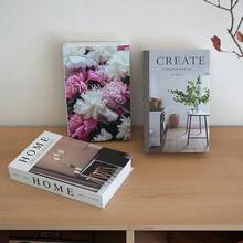 2pcs Random Minimalist Botanical Illustration Faux Books, Handpainted Floral Decor, Creative Home Accents - Multicolor - View 7