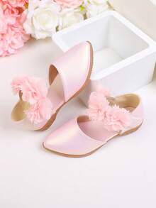 New Sweet Princess Shoes For Girls, Spring/Summer Fashion Pink Lace Flower Design Flat Shoes - Pink - View 1