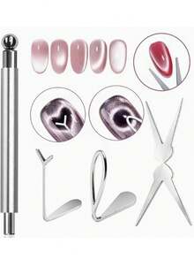 Set de 4 anillos magnéticos multifuncionales con diseño de ojo de gato, esmalte de uñas en gel con diseño de bola de metal, súper adhesivo, ideal para herramientas de principiante de arte de uñas - Multicolor - Ver 14