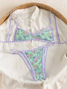 PEPPERMOLLY Bộ bikini nữ 2 mảnh họa tiết kẻ caro hồng, đồ bơi gợi cảm thời trang phù hợp cho bãi biển mùa hè, hồ bơi, thể thao và kỳ nghỉ - Nhiều màu 2 - Xem 4