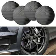 4PCS American Flag Car Wheel Center Caps Sticker, Automotive Exterior Accessories Wheel Hub Caps Sticker Compatible With 56mm Wheel Hub Caps, Center Caps For Rims Car Decorations - Black - View 1