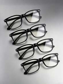 4pcs Unisex Transparent Plastic Fashion Glasses, Small Frame Plano Glasses, Lightweight Frame, For Computer Games TV Phone, Anti-Eye Fatigue, Transparent Lens Eye Protection - Multicolor - View 6