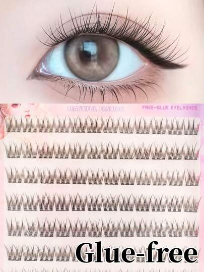 No Glue Mink Eyelashes, C Curl, 10-12mm Mixed Length, 120 Clusters Korean Style, Suitable For Daily Wear And Dates. Glue-Free Design, Quick DIY Application, Saves Makeup Time, Easy For Beginners. Soft Natural Lashes, Reusable, Great For Commuting, Parties, Photos. Practical Gift For Girlfriends And Holidays
