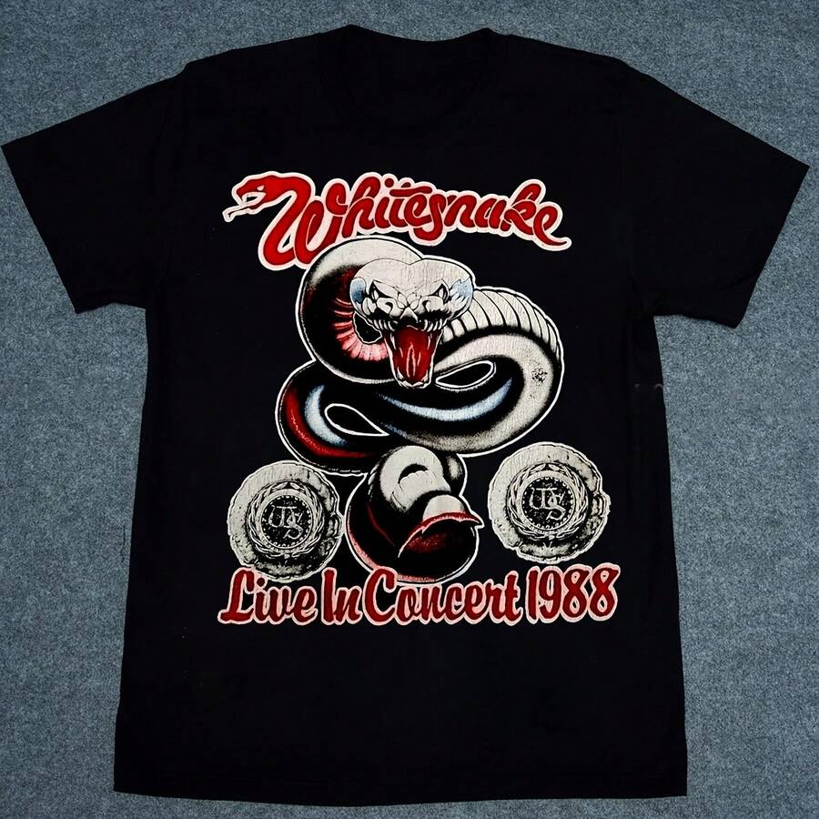 New 1988 Whitesnake Reprint S-235XL T-Shirt - Black - View 1