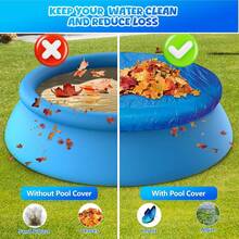 Cubierta redonda para piscina, lona impermeable, cubierta antipolvo para alfombra de suelo para piscinas inflables circulares sobre el suelo, fácil de configurar con cuerda de tracción, alfombra de picnic al aire libre, protector de piscina grueso, adecuado para todas las piscinas inflables redondas, a prueba de polvo e impermeable - B - Ver 5
