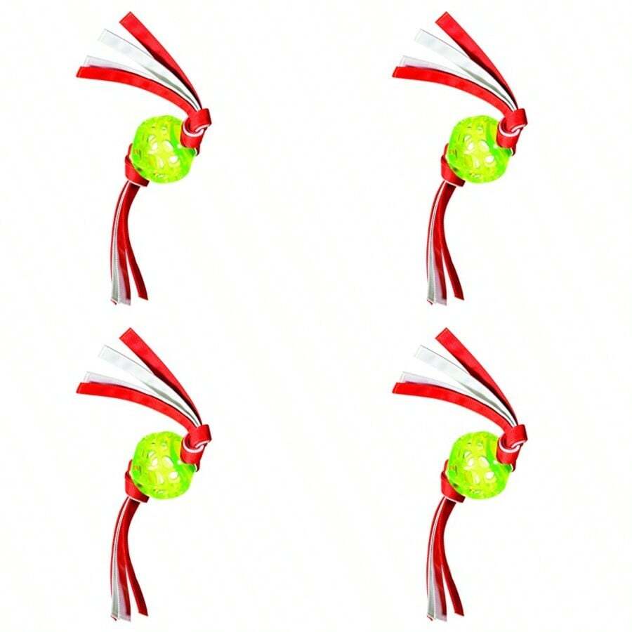 Soft Rubber Treat Ball With Knotted Orange and White Streamers Dog Toy - como en la imagen - Ver 1