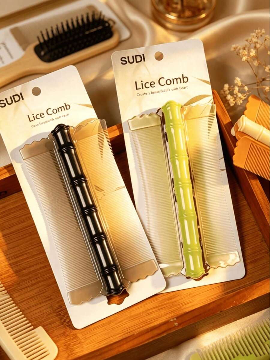 3件套竹制宠物美容刷套装,可去除跳蚤,双面细齿梳可清洁头皮屑,适用于发饰、编发,韩式花卉风格,旅行必备,母亲节礼物 - 彩色 - 查看 1