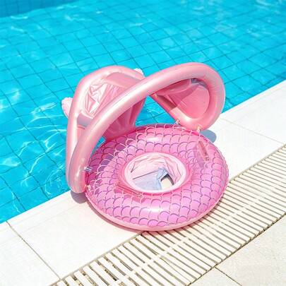 Happy wind Swim 1个夏季室内外充气游泳圈，带遮阳篷，加厚PVC材质胯部护圈