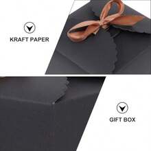 jojofuny 10 Cajas para Cupcakes Individuales Negras Soporte Inferior y Lazo, Caja de Poliéster Portátil para Guardar Pasteles en Embalaje Elegante Color - como en la imagen - Ver 4