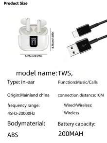 Auscultadores Semi-In-Ear TWS 2026 Novo Estilo, Bluetooth 6.0, Mini, para Desporto e Casais, Vídeo, 9D HIFI Stereo, Cortical, para Android e , Música, Telemóvel, Auriculares Inteligentes, para - Ver 12