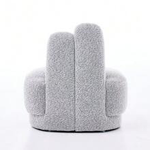 Cozy Fabric Pouf With Bunny Ears, Fixed Padded Stool With Cute Ears, No Storage Space, Non-Removable - Grey - View 8