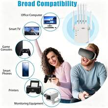 Bộ mở rộng WiFi, tăng cường tín hiệu cho gia đình, phạm vi phủ sóng rộng lên đến 9800 feet vuông và hỗ trợ 40 thiết bị, bộ tăng cường tín hiệu WiFi, bộ khuếch đại Internet, bộ mở rộng WiFi tầm xa, cài đặt nhanh - Kích thước trung bình - Phích cắm loại C của EU (220-240V) - Xem 5