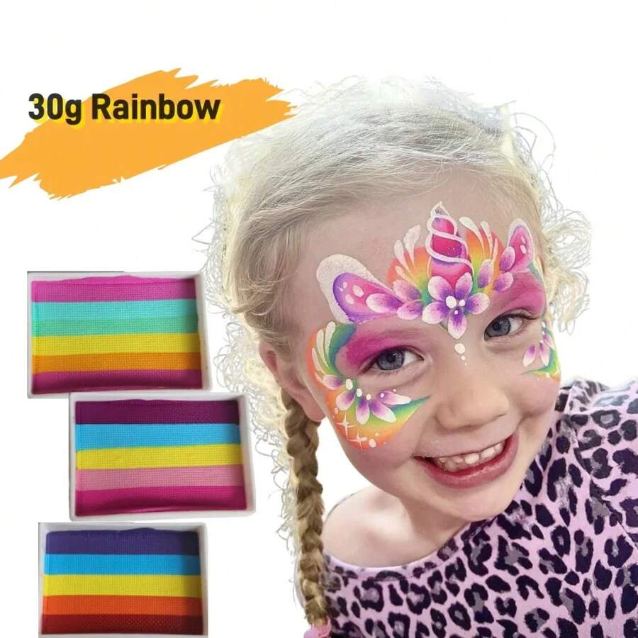 Alta calidad 20g 30g Splitcake pintura facial arte corporal pintura maquillaje Arco Iris pastel dividido cara Cosplay vacaciones maquillaje - JMJ30-010 - Ver 1