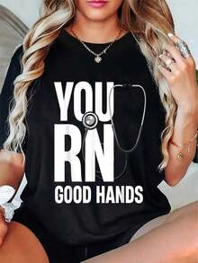 100% Cotton Emergency Nurse T-Shirt For Men And Women, Pure Cotton Registered Nurse T-Shirt - 黑色 - 查看 5