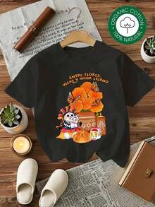 GiftMYNOVA Women's Plus Size Soft Cotton T-Shirt With Day Of The Dead Skull And Flower Print, Halloween Gift, Outfit, Fashionable Summer Casual Women's Dress, Perfect For All Seasons, Sizes S M L XL, 100% Cotton - 黑色 - 查看 7