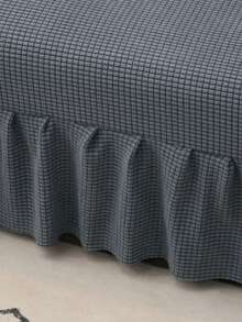 Solid Color Dress-Style Sofa Bed Cover, Polyester Stretch Full Coverage Sofa Slipcover, Suitable For Armless Sofa, Minimalist & Fashionable, Applicable For All Seasons - Dark Grey - View 4