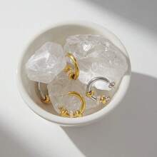 S SHOPBOHO 1 Paar wasserdichte hypoallergene zweifarbige Gold-Silber Creolen mit Zirkonia-Perle, kleine Creolen, minimalistische Ohrringe für den täglichen Gebrauch für Frauen - CC Ohrringe - Übersicht 4