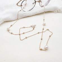 1pc Natural Freshwater Pearl Minimalist Fashion Eyeglasses Chain, Mask Chain, Bracelet, Necklace Pendant Accessory Chain, Essential Summer Item For Beach, Wedding, Travel And Daily Wear, Suitable For All, Also Ideal For Easter, Theme Party, April Fool's Day, Stage Performance, Thanksgiving, Halloween, Christmas, New Year, Best Birthday Gift For Couples Or Friends - Gold - View 7