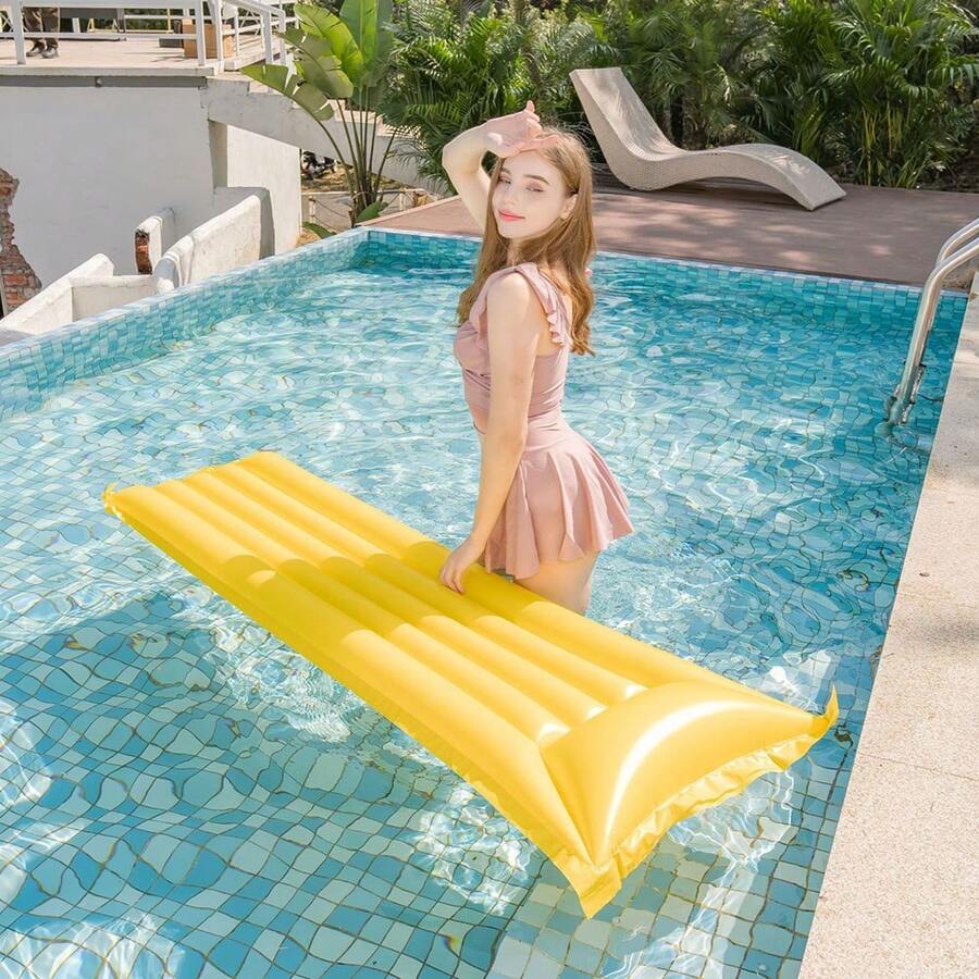 Ghế nằm thư giãn bơm hơi dành cho người lớn, giường nổi bơm hơi bằng PVC, giường bơm hơi gấp gọn, giường nổi lớn cho hồ bơi mùa hè, giường bơm hơi dùng ngoài trời trên mặt nước. - Nhiều màu - Xem 1
